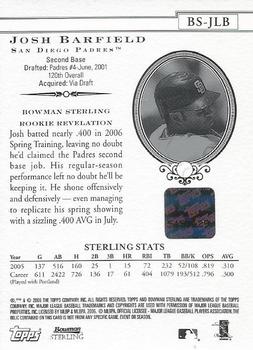 2006 Bowman Sterling #BS-JLB Josh Barfield Back