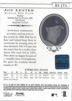 2006 Bowman Sterling #BS-JTL Jon Lester Back
