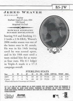 2006 Bowman Sterling #BS-JW Jered Weaver Back