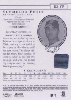 2006 Bowman Sterling #BS-YP Yusmeiro Petit Back