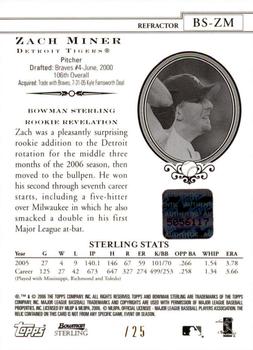 2006 Bowman Sterling #BS-ZM Zach Miner Back