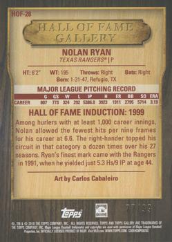 2018 Topps Gallery - Hall of Fame Gallery Blue #HOF-28 Nolan Ryan Back