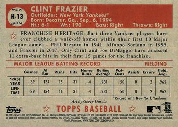 2018 Topps Gallery - Heritage #H-13 Clint Frazier Back