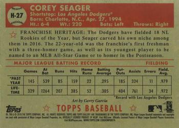 2018 Topps Gallery - Heritage #H-27 Corey Seager Back