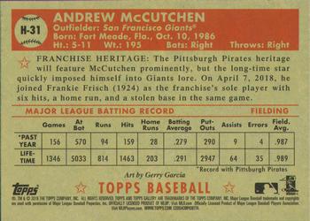 2018 Topps Gallery - Heritage #H-31 Andrew McCutchen Back