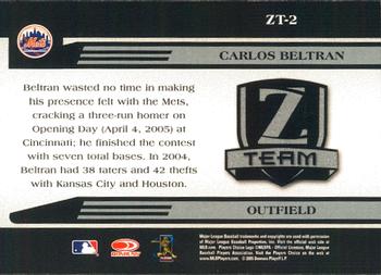 2005 Donruss Zenith - Z-Team #ZT-2 Carlos Beltran Back