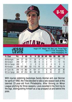 1992 Fleer Update #U-16 Jesse Levis Back