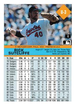 1992 Fleer Update #U-3 Rick Sutcliffe Back