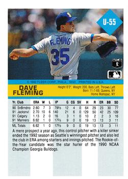 1992 Fleer Update #U-55 Dave Fleming Back