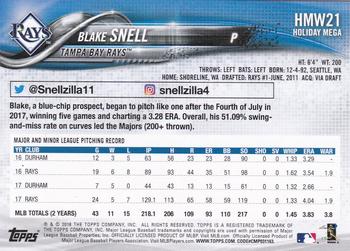 2018 Topps Holiday #HMW21 Blake Snell Back