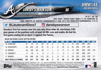 2018 Topps Holiday #HMW148 Dansby Swanson Back