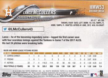 2018 Topps Holiday - Metallic Snowflake #HMW53 Lance McCullers Back