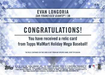 2018 Topps Holiday - Relics #R-EL Evan Longoria Back