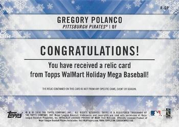 2018 Topps Holiday - Relics #R-GP Gregory Polanco Back