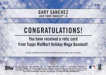 2018 Topps Holiday - Relics #R-GS Gary Sanchez Back