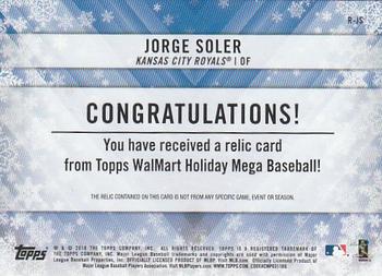 2018 Topps Holiday - Relics #R-JS Jorge Soler Back