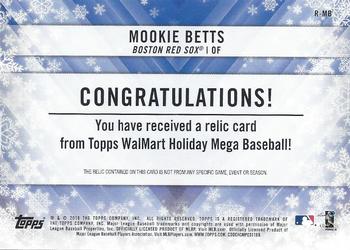 2018 Topps Holiday - Relics #R-MB Mookie Betts Back