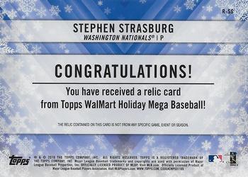 2018 Topps Holiday - Relics #R-SS Stephen Strasburg Back