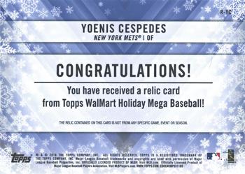 2018 Topps Holiday - Relics #R-YC Yoenis Cespedes Back