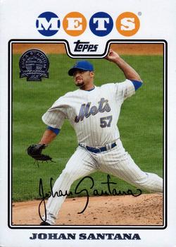 2008 Topps New York Mets - Last Year at Shea Stamp #NYM1 Johan Santana Front