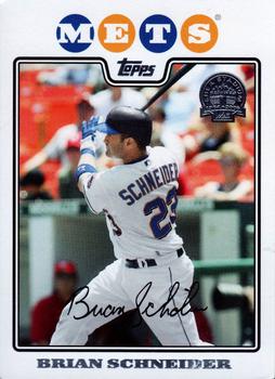 2008 Topps New York Mets - Last Year at Shea Stamp #NYM10 Brian Schneider Front