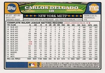 2008 Topps New York Mets - Last Year at Shea Stamp #NYM12 Carlos Delgado Back