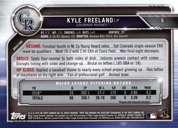 2019 Bowman #5 Kyle Freeland Back