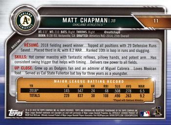 2019 Bowman #11 Matt Chapman Back