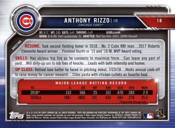 2019 Bowman #18 Anthony Rizzo Back