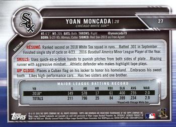 2019 Bowman #27 Yoan Moncada Back