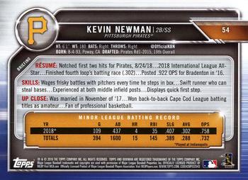 2019 Bowman #54 Kevin Newman Back