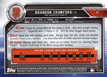 2019 Bowman #57 Brandon Crawford Back