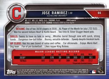 2019 Bowman #66 Jose Ramirez Back