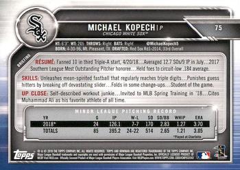 2019 Bowman #75 Michael Kopech Back