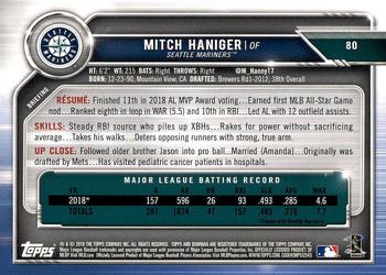 2019 Bowman #80 Mitch Haniger Back