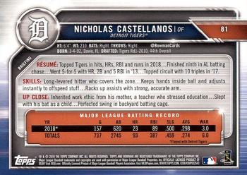 2019 Bowman #81 Nicholas Castellanos Back