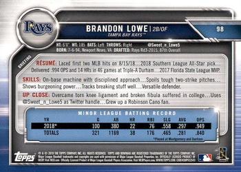 2019 Bowman #98 Brandon Lowe Back