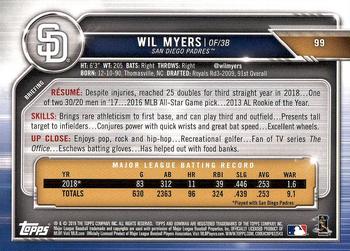 2019 Bowman #99 Wil Myers Back