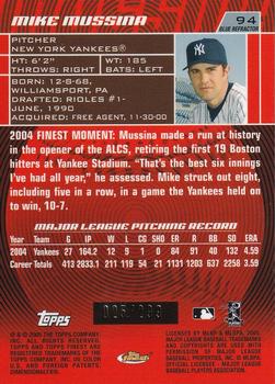 2005 Finest - Refractors Blue #94 Mike Mussina Back