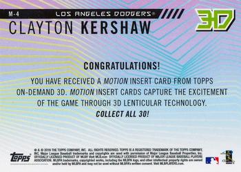 2018 Topps On-Demand 3D - Motion #M-4 Clayton Kershaw Back