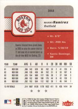 2006 Fleer #302 Manny Ramirez Back