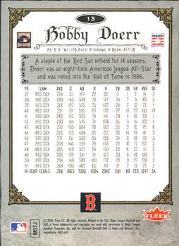 2006 Fleer Greats of the Game #13 Bobby Doerr Back