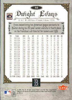 2006 Fleer Greats of the Game #32 Dwight Evans Back