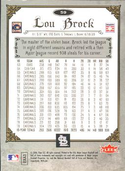 2006 Fleer Greats of the Game #59 Lou Brock Back