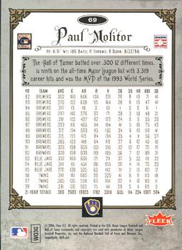 2006 Fleer Greats of the Game #69 Paul Molitor Back