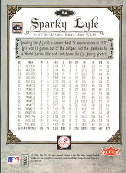 2006 Fleer Greats of the Game #84 Sparky Lyle Back