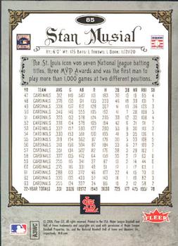 2006 Fleer Greats of the Game #85 Stan Musial Back