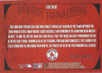2005 Flair - Dynasty Foundations #5DF Johnny Damon / Manny Ramirez / Ted Williams / Carl Yastrzemski / David Ortiz Back