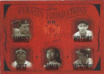 2005 Flair - Dynasty Foundations #5DF Johnny Damon / Manny Ramirez / Ted Williams / Carl Yastrzemski / David Ortiz Front