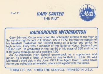 1988 Star Gary Carter #6 Gary Carter Back